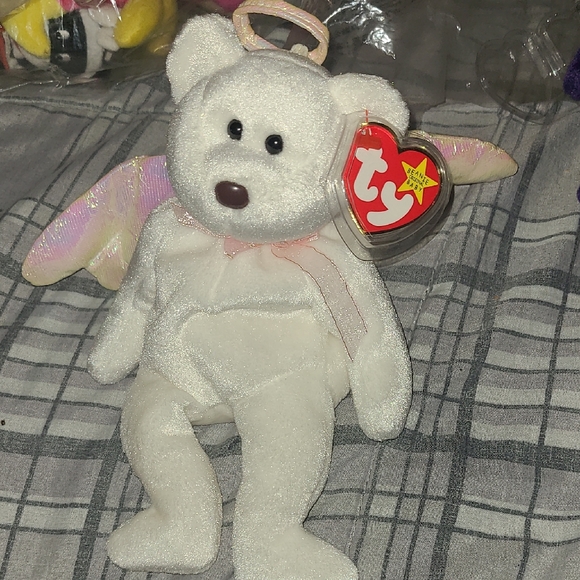Ty Other - Ty Cream Angel Bear with Pink Wings